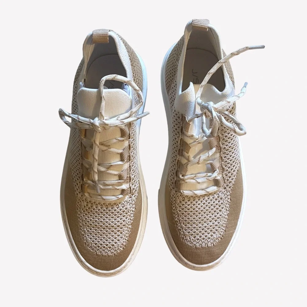 NIB J/SLIDES NYC Duchess Lace-Up Fashion Platform Sneakers White Beige Women’s 9 - Picture 3 of 11